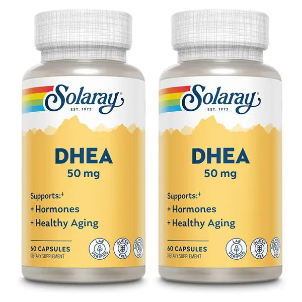 2 Pack - Solaray DHEA Supplement for Women and Men 60 Capsules Solaray